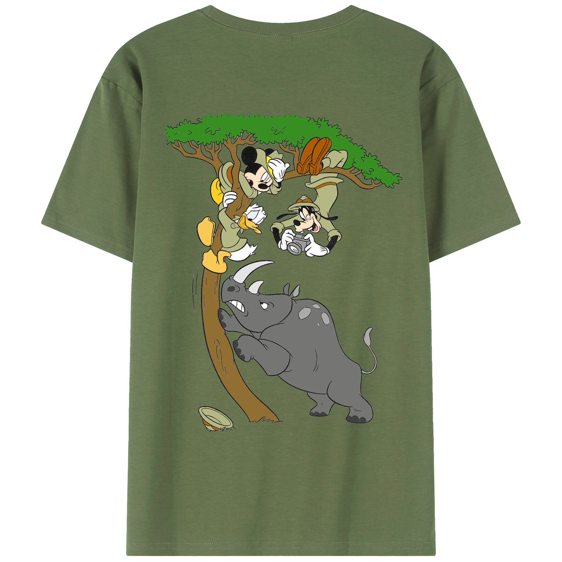 ミッキーマウス Mickey Mouse 綿100％ メンズ半袖Tシャツ（バックプリント） 通気性